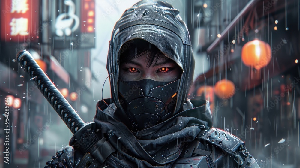 Cyberpunk cyborg ninja man. ai generated image Cyberpunk cyborg ninja man. ai generated image