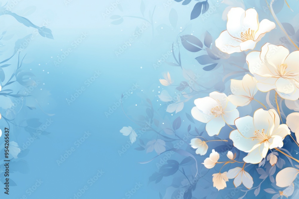 Blue background wallpaper with floral pattern Blue background wallpaper with floral pattern