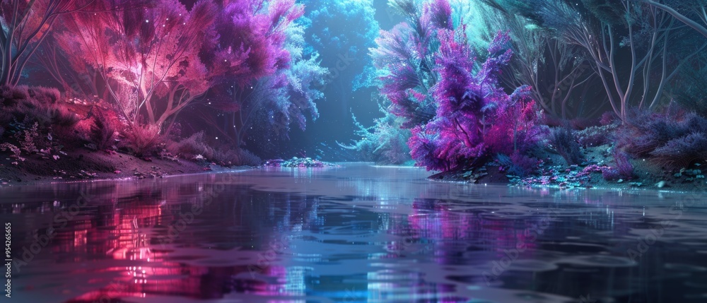 Obraz premium Enchanted River in a Dreamlike Forest