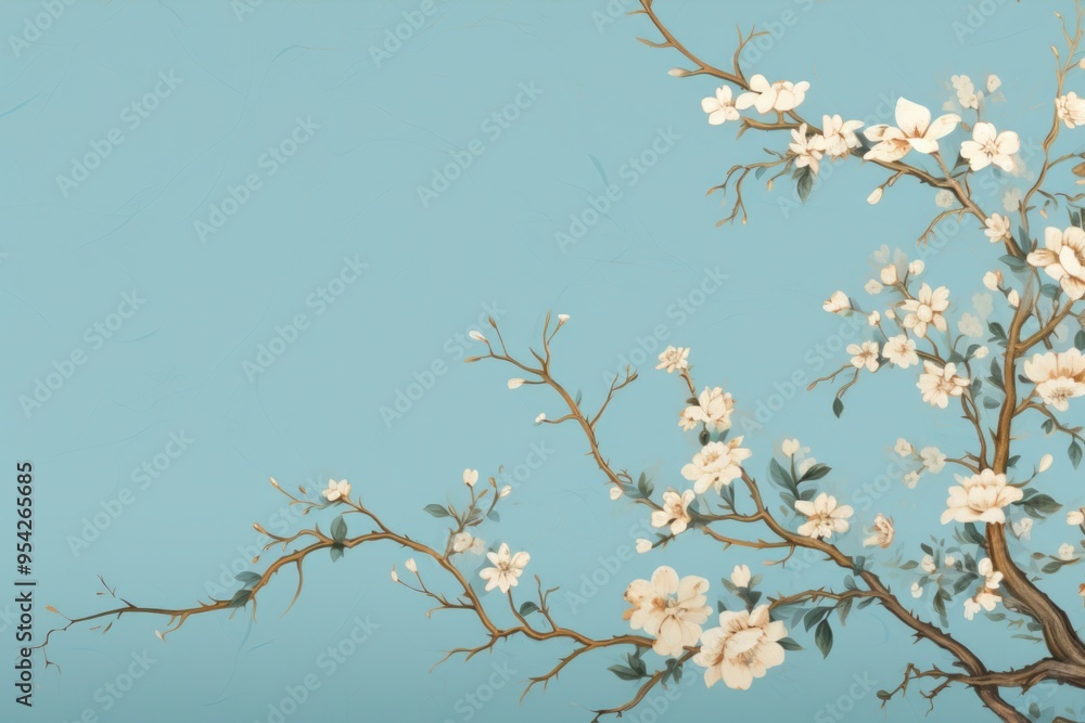 Blue background wallpaper with floral pattern Blue background wallpaper with floral pattern