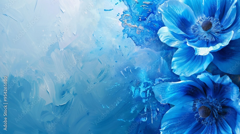 Blue flower on a blue background with copy space for text. Blue flower on a blue background with copy space for text.