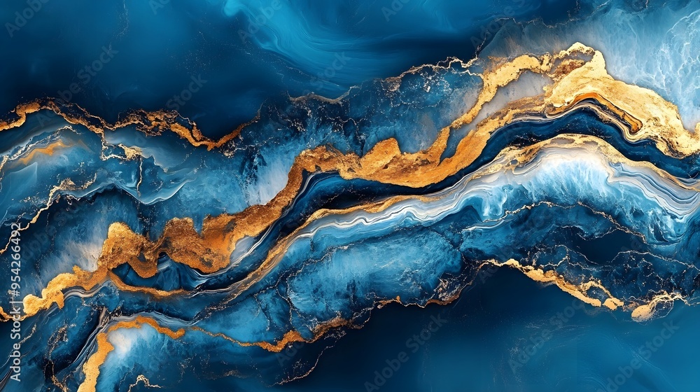 Blue Gold Marble Sea Background for Luxury Brand Promotion Blue Gold Marble Sea Background for Luxury Brand Promotion