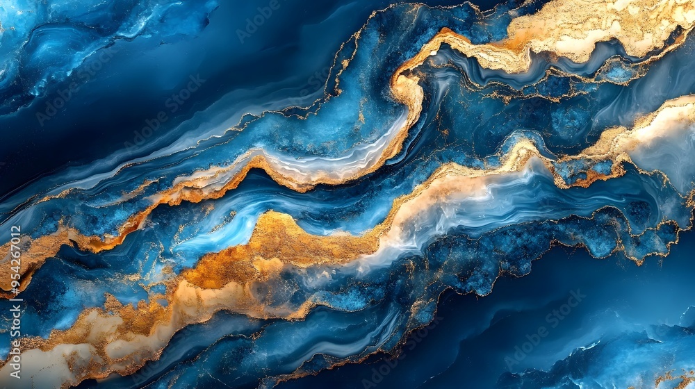 Blue Gold Marble Sea Background for Luxury Brand Promotion Blue Gold Marble Sea Background for Luxury Brand Promotion