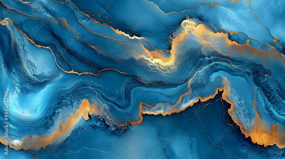 Blue Gold Marble Sea Background for Luxury Brand Promotion Blue Gold Marble Sea Background for Luxury Brand Promotion