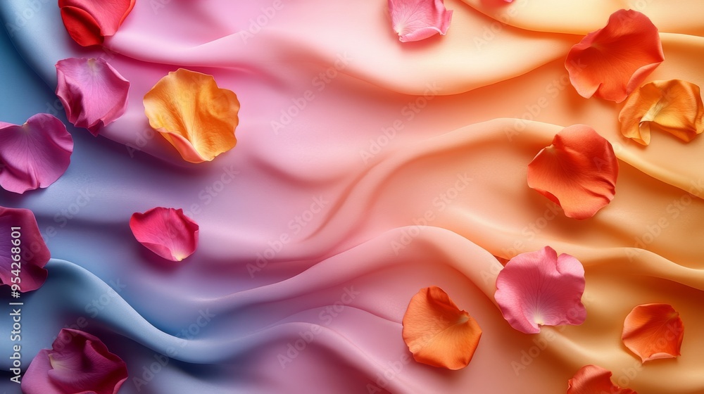 Delicate Rose Petals on Gradient Fabric Delicate Rose Petals on Gradient Fabric