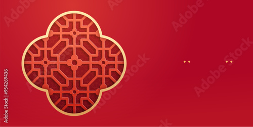 Chinese traditional window frame, New Year banner or poster design