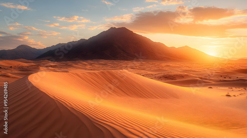 Sunset over a desert landsc...
