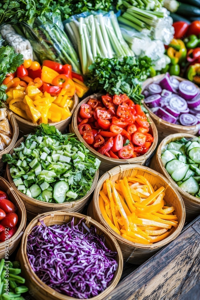 Fresh Organic Vegetables in Wooden Bowls Fresh Organic Vegetables in Wooden Bowls