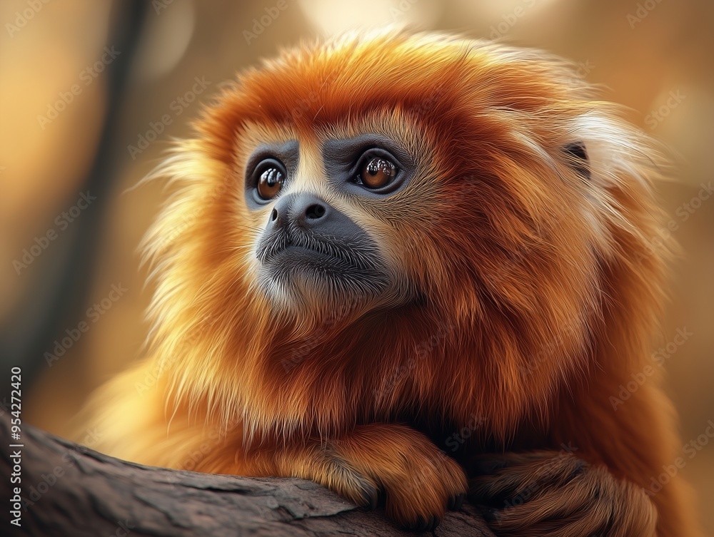 Majestic Golden Lion Tamarin, Wild Primate, Forest Wildlife Majestic Golden Lion Tamarin, Wild Primate, Forest Wildlife