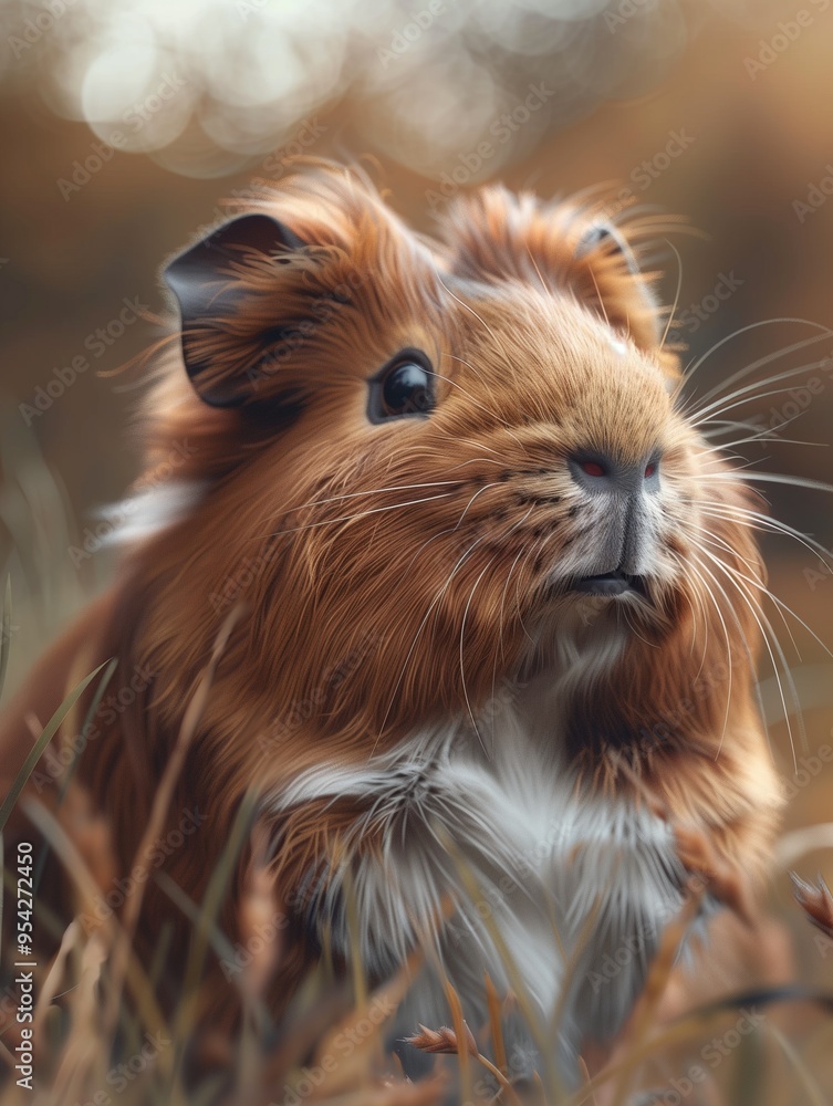 Guinea Pig, Cavy in Grassland Close Up Portrait Guinea Pig, Cavy in Grassland Close Up Portrait