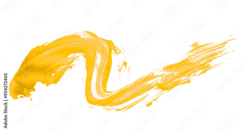 Fototapeta premium Yellow brush strokes set on transparent background.