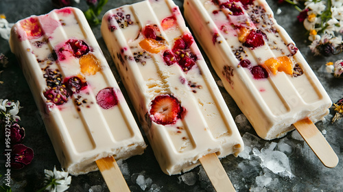Three homemade frozen popsi...