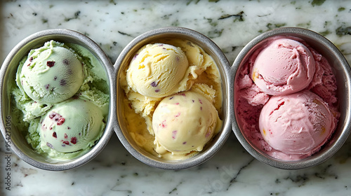 Three scoops of ice cream i...