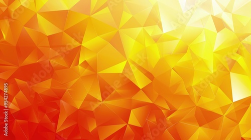 A vibrant abstract background with geometric shapes in shades of orange and yellow.