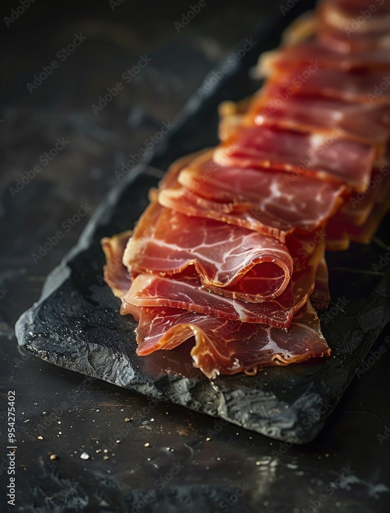 Artisan Jamon Iberico close up, luxury Spanish cured meat photography Artisan Jamon Iberico close up, luxury Spanish cured meat photography