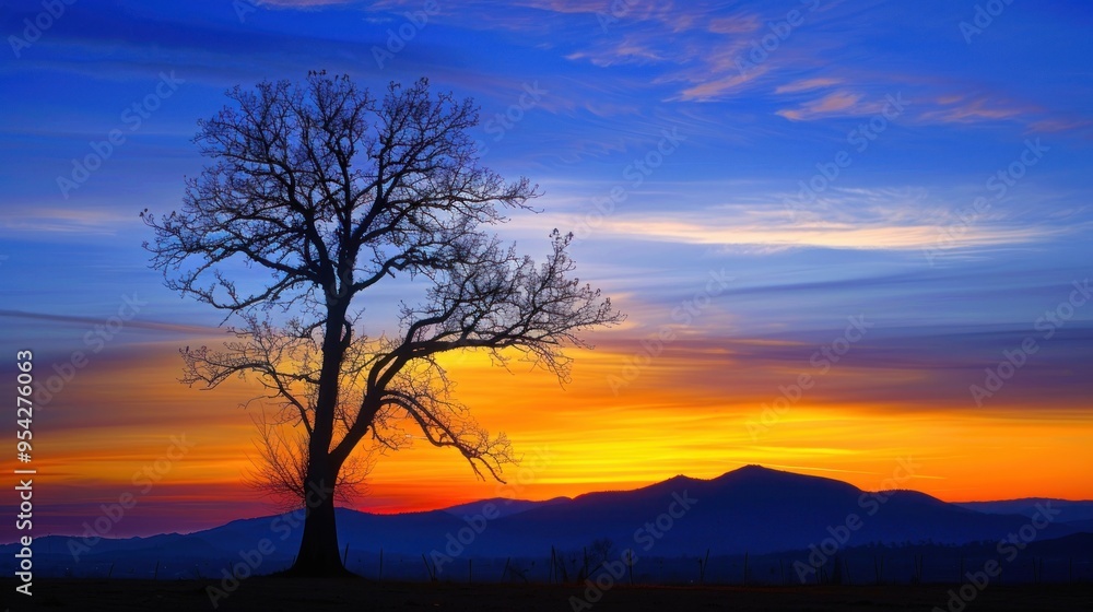 The beauty of the sunset in the mountains. ai generated image The beauty of the sunset in the mountains. ai generated image