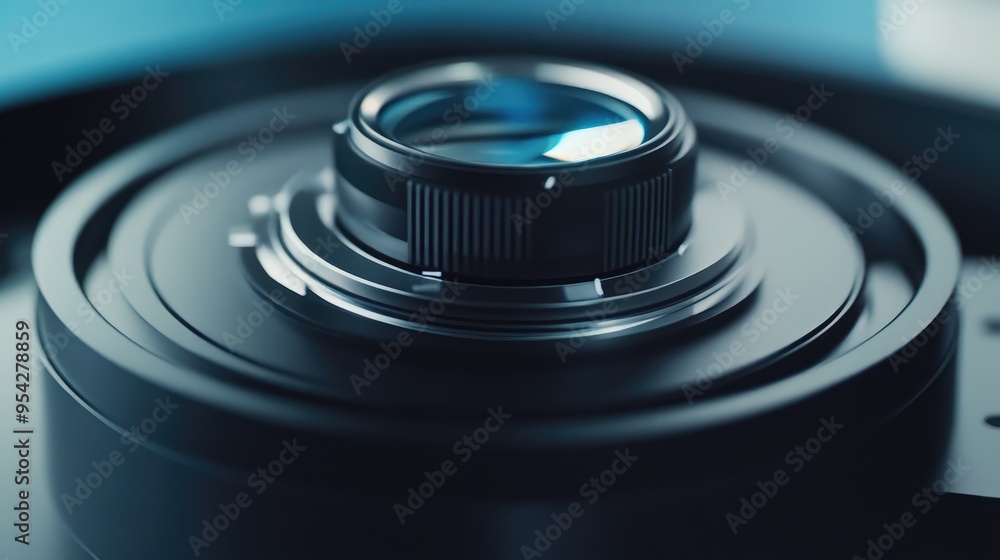 Detailed shot of a laparoscopic camera lens with focus on the glass surface and protective cap, no people Detailed shot of a laparoscopic camera lens with focus on the glass surface and protective cap, no people