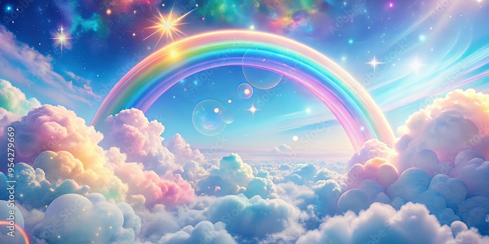 Whimsical and dreamy stock photo of bright pastel shapes and lines, evoking memories of sparkling rainbows and fluffy clouds on a sunny day Whimsical and dreamy stock photo of bright pastel shapes and lines, evoking memories of sparkling rainbows and fluffy clouds on a sunny day