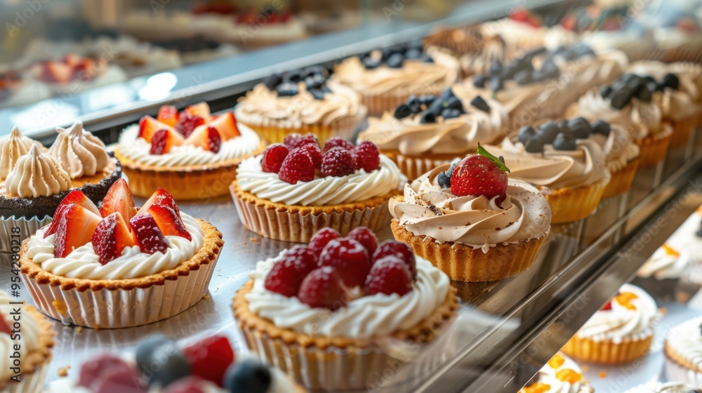 Delightful Display of Delectable Cakes. Bakery and Pastry Shop Goodies Delightful Display of Delectable Cakes. Bakery and Pastry Shop Goodies