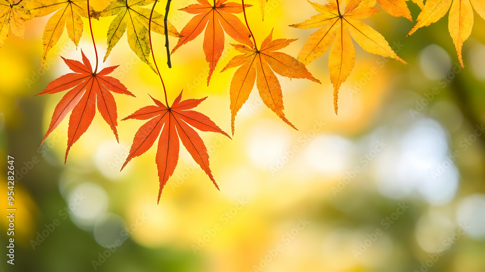 Autumn Maple Leaves with Bokeh Background Autumn Maple Leaves with Bokeh Background