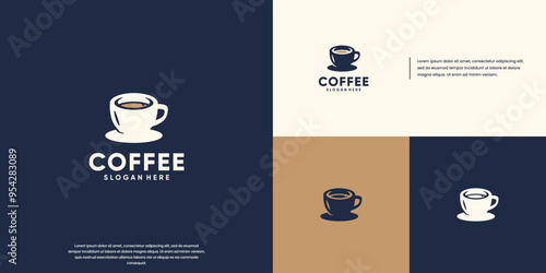 Hot coffee cup, negative space style, coffee shop, design vector template.