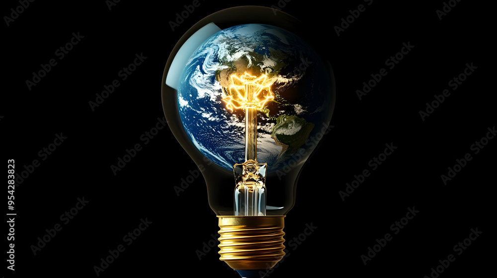 Earth Inside Light Bulb Global Innovation Concept Earth Inside Light Bulb Global Innovation Concept