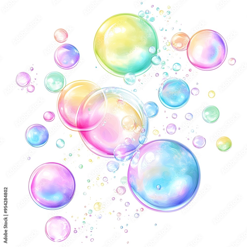Rainbow soap bubbles on a white background, vector illustration, clip art for stickers, high quality Rainbow soap bubbles on a white background, vector illustration, clip art for stickers, high quality