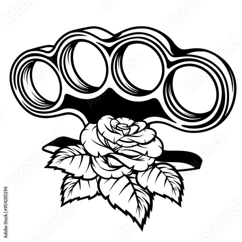 Knuckles | Floral Knuckles | Knuckles with Flowers | Fighting Gear | Combat Weapon | Self Defense | Fist Weapon | Street Fighting | Original Illustration | Vector and Clipart | Cutfile and Stencil