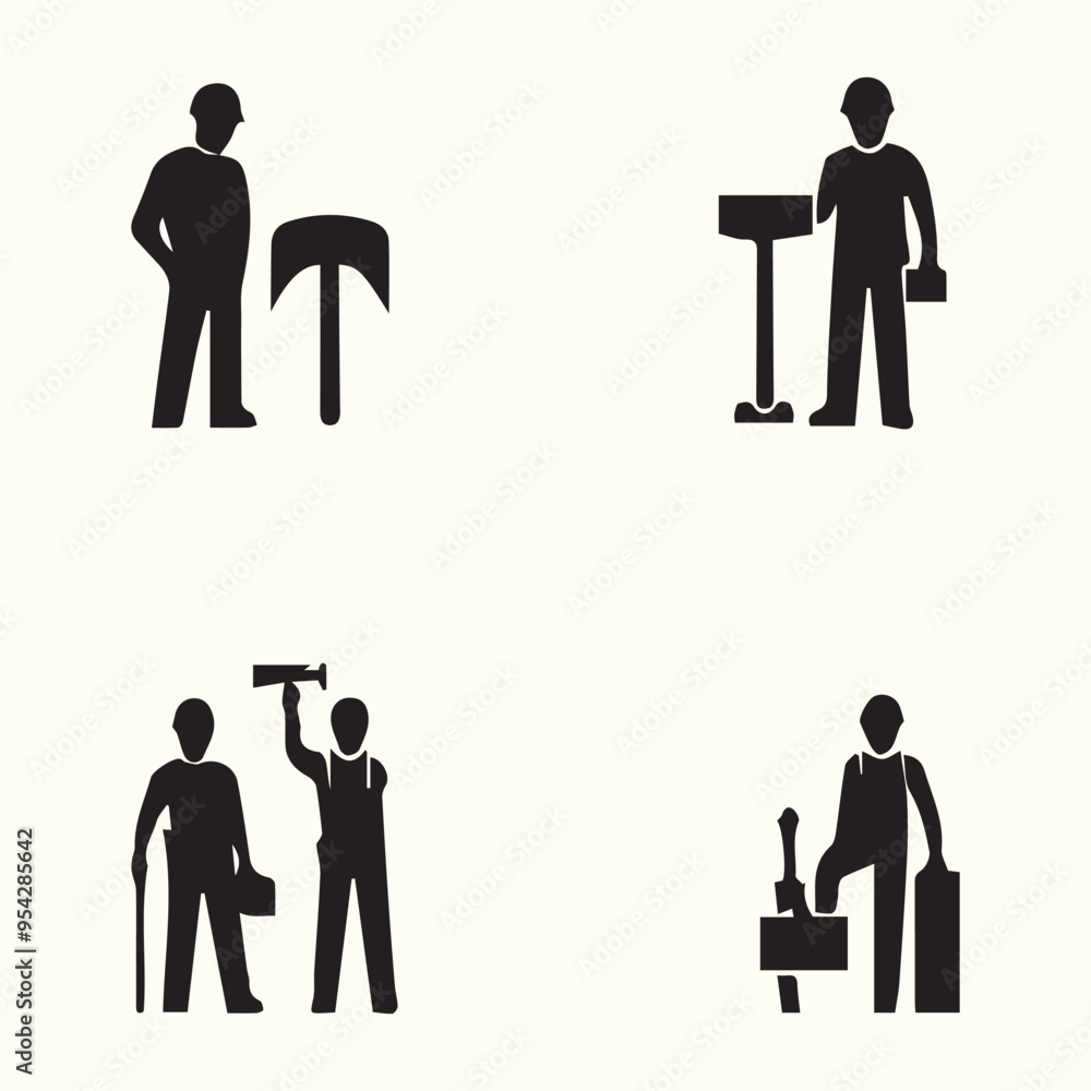 Creative Collection Of Working people labor day with Tools_1 Creative Collection Of Working people labor day with Tools_1
