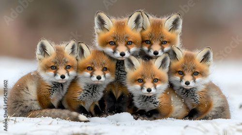 Wallpaper Mural Cute Red Fox Kits in Winter Snow Torontodigital.ca