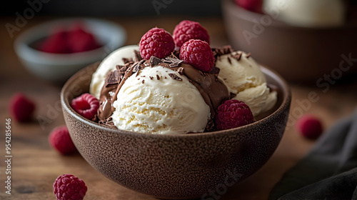Vanilla ice cream with choc...