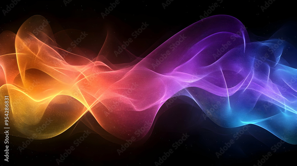 Fototapeta premium Abstract Colorful Waves with Glowing Lights