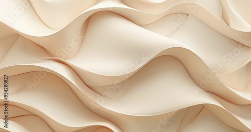 A smooth, flowing abstract design featuring soft, wavy textures in a light beige color.