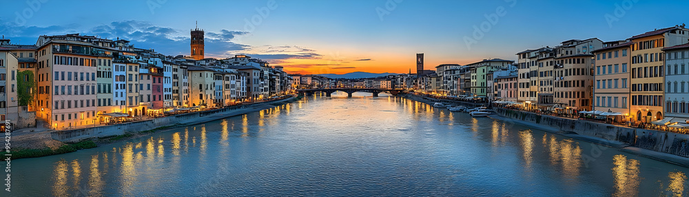 Fototapeta premium Ponte Vecchio Bridge in Florence at Sunset
