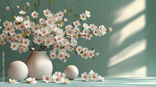 White blossoms in vase on a...
