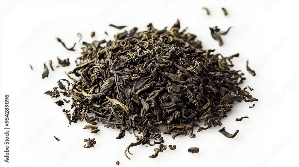 Dried tea leaves powder isolated on a white background Dried tea leaves powder isolated on a white background