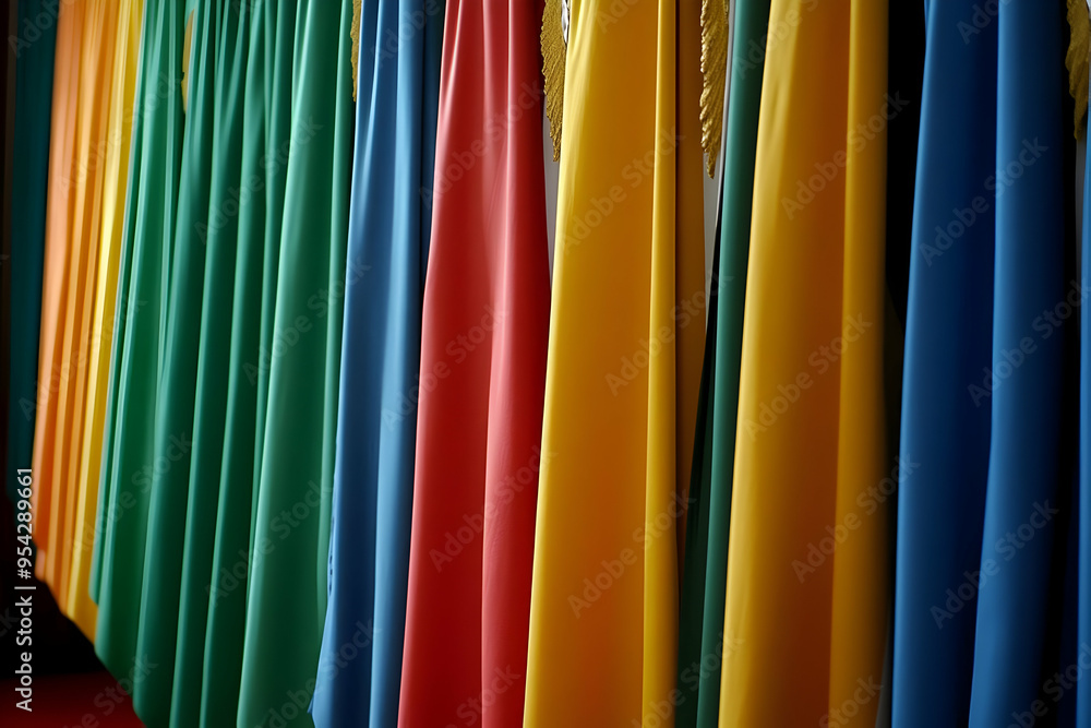 Colorful Fabric Drapes Rainbow Textile Background Colorful Fabric Drapes Rainbow Textile Background