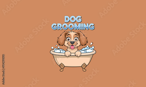 dog grooming vector illustration flat design template
