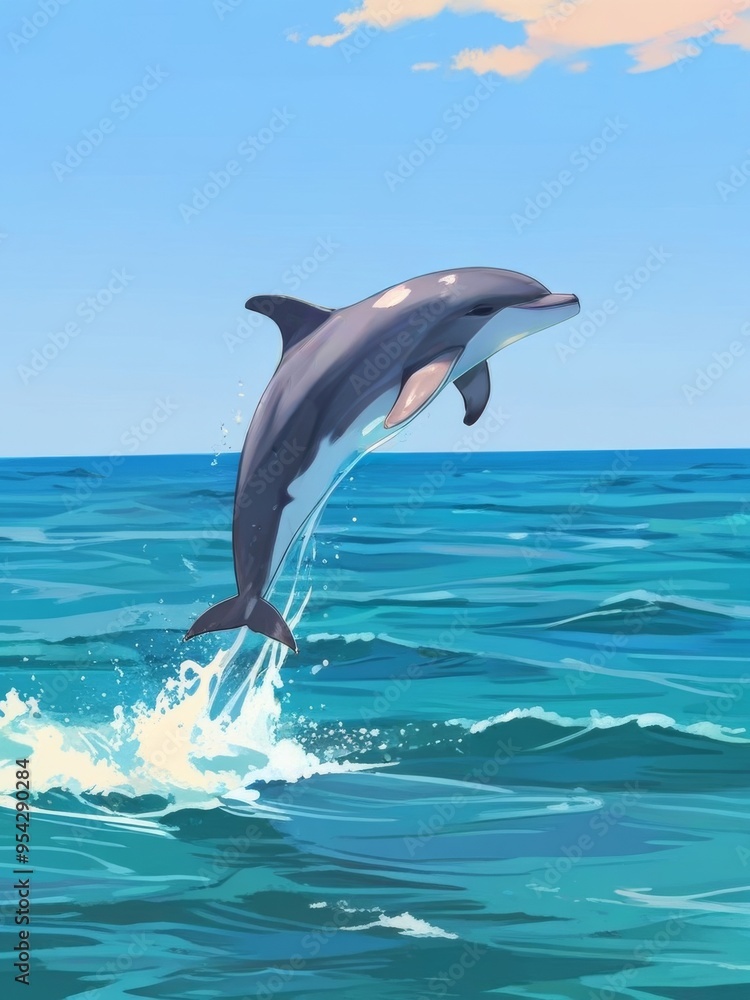 Dolphin Leaping Through the Turquoise Waves Dolphin Leaping Through the Turquoise Waves