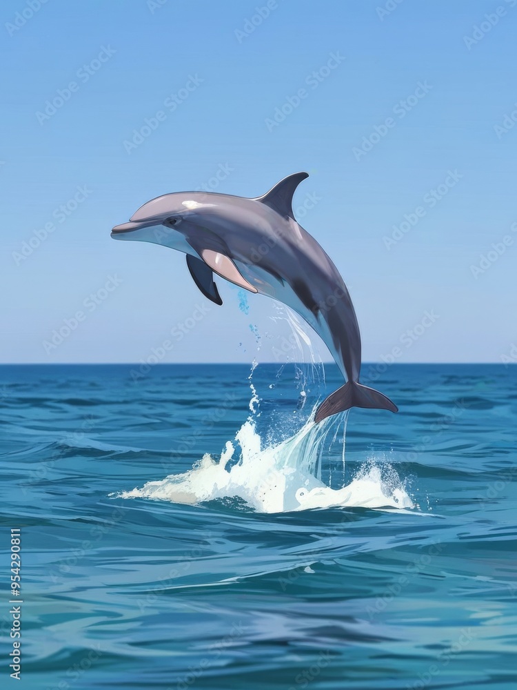 Fototapeta premium Dolphin Leaping Through the Turquoise Waves
