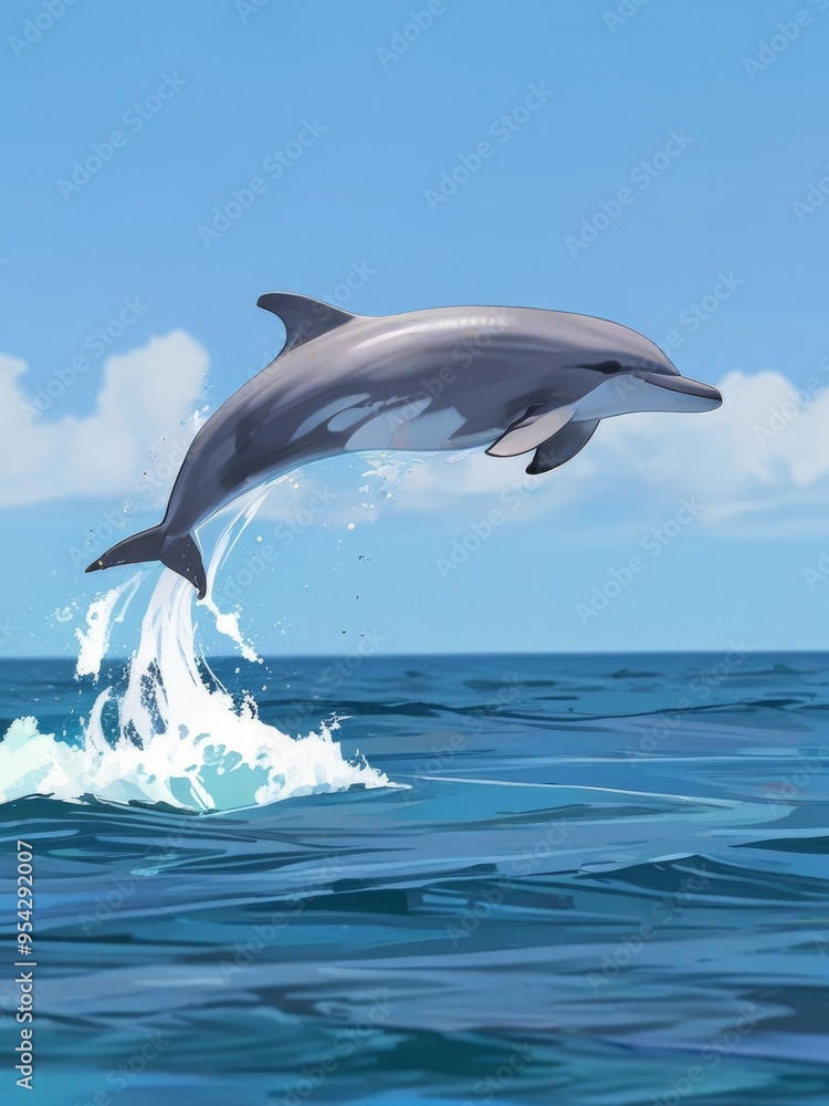Fototapeta premium Dolphin Leaping Through the Turquoise Waves