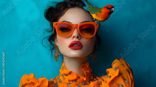 Woman in orange sunglasses ...