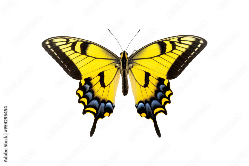Fototapeta premium Black, white, red butterfly wings spread open. Suitable for nature, beauty, art, insect related designs, and vibrant creative projects