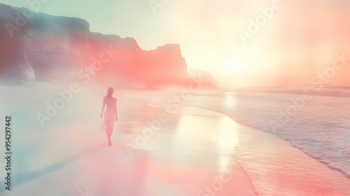 Woman walking on a sandy be...