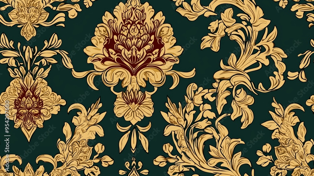 A seamless pattern illustration of Thai floral patterns, emphasizing the elegance and symmetry of traditional designs A seamless pattern illustration of Thai floral patterns, emphasizing the elegance and symmetry of traditional designs