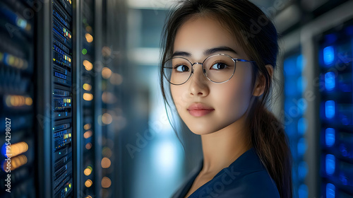 Woman wearing glasses in a ...