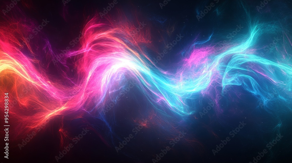 Abstract Swirling Nebula of Red, Pink, and Blue Hues Abstract Swirling Nebula of Red, Pink, and Blue Hues