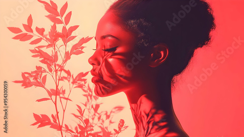 Woman with closed eyes and ...