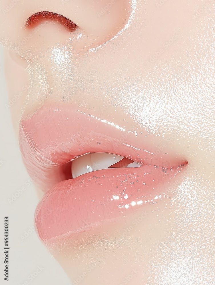 Fototapeta premium Closeup of pink lips