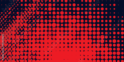 Red halftone dots blue color pattern gradient grunge texture background. Dot pop art comic sport style  dots 